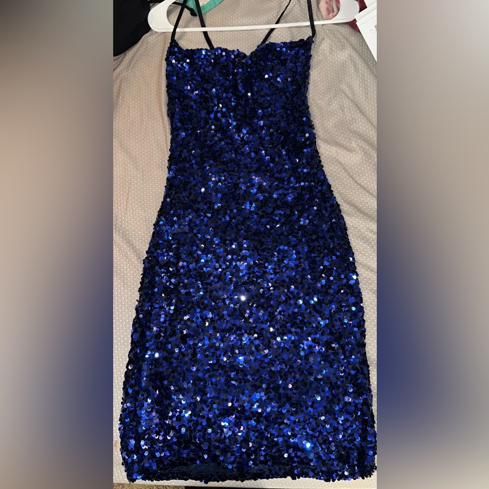 Blue Sequin Hoco Dress From Macys Women Xtra Small